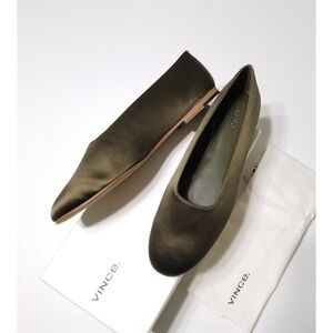 NIB Vince Maxwell Italian Satin Ballet Flat Olive Green Size 6.5, 8.5 $225